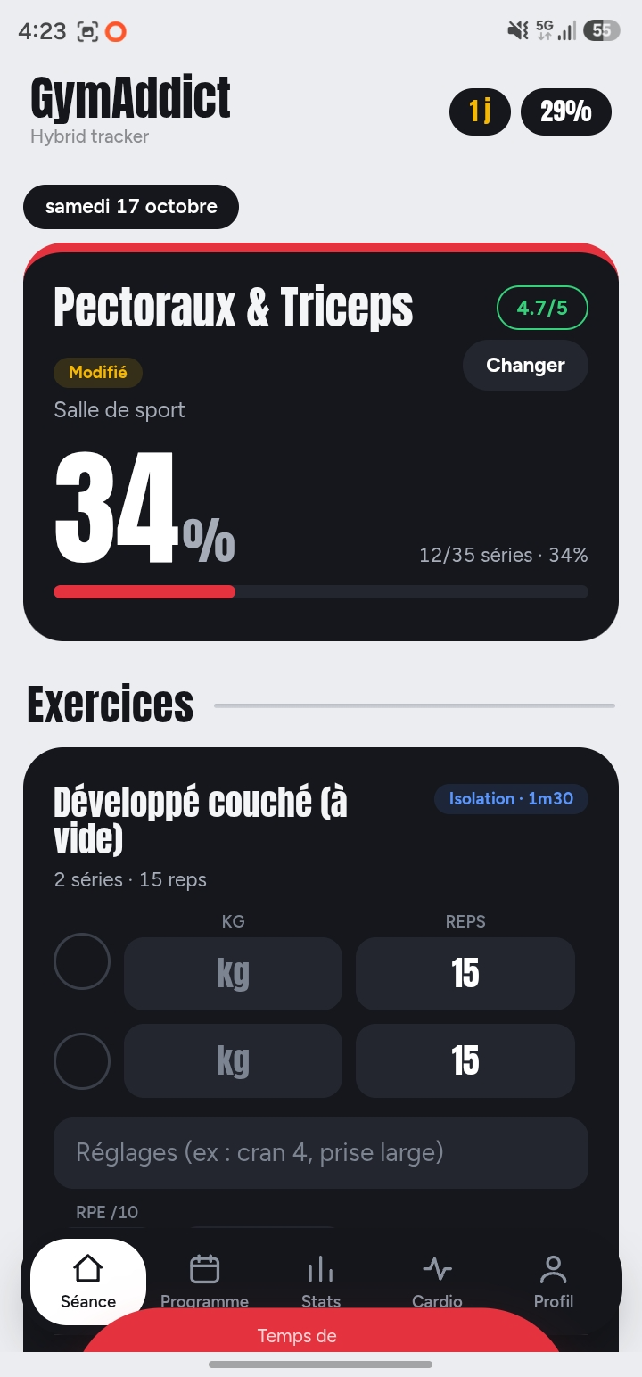 Nouvelle version de l'espace workout