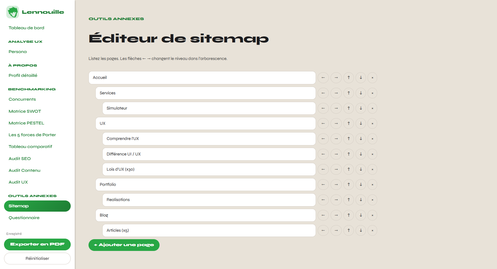 Création de l'espace sitemap