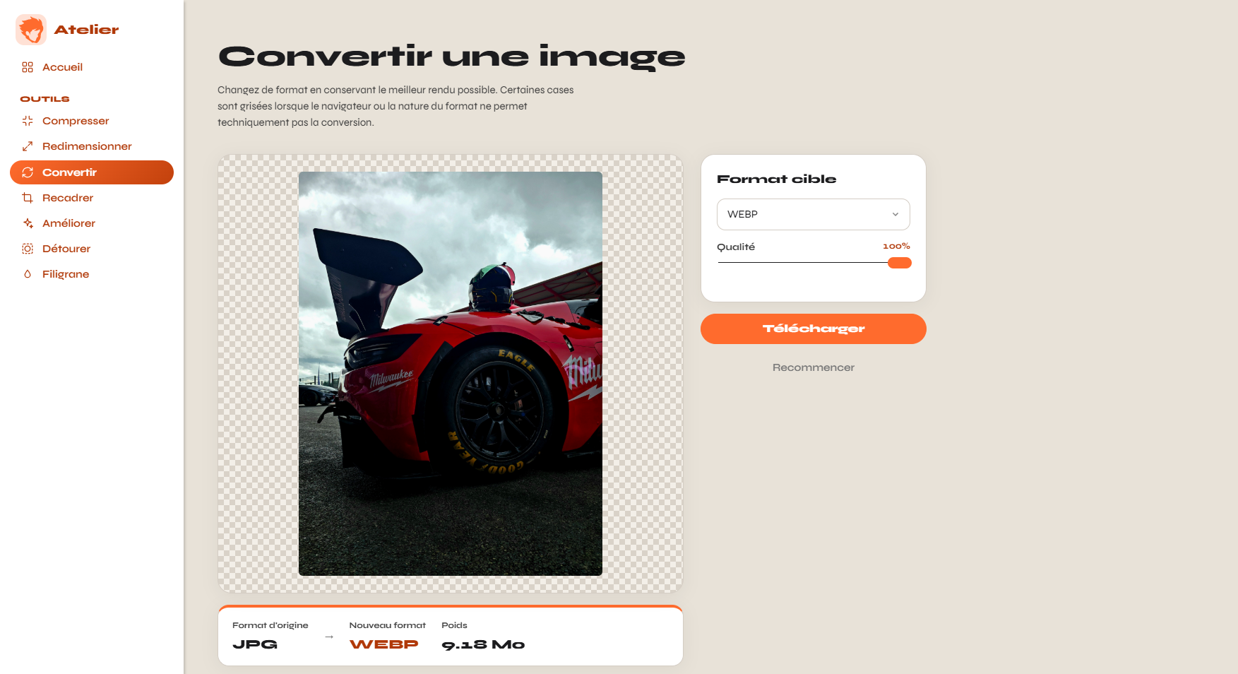 Création de l'espace conversion
