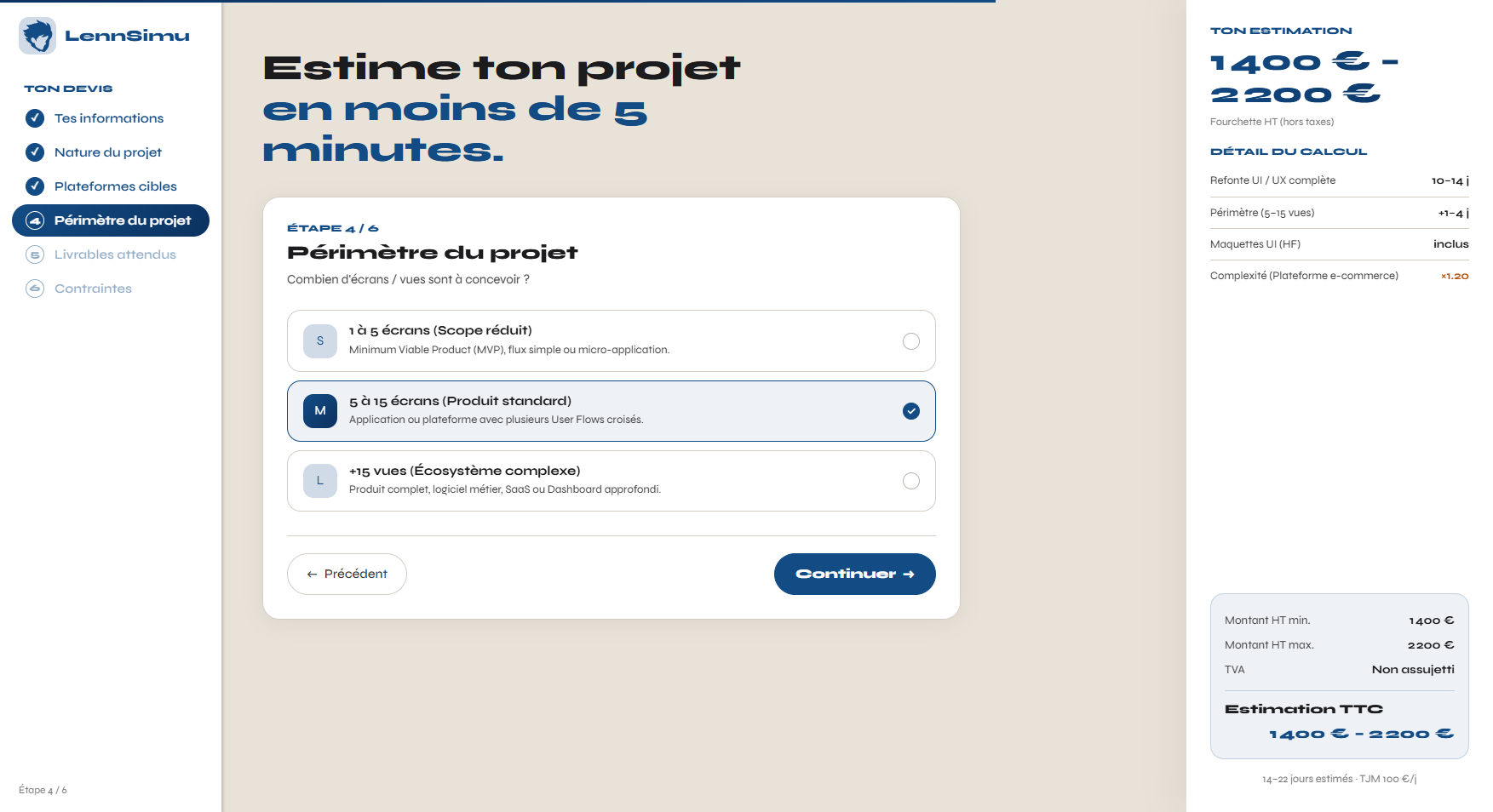 Création de la section choix du périmètre